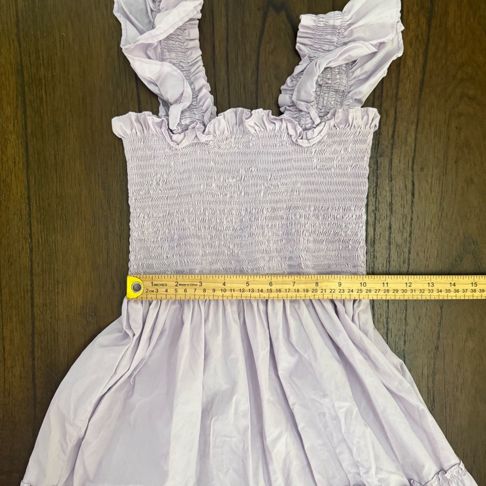 Quince Organic Cotton Smocked Tiered Maxi Dress Lavender Purple Ruffle Strap M - Picture 7 of 7